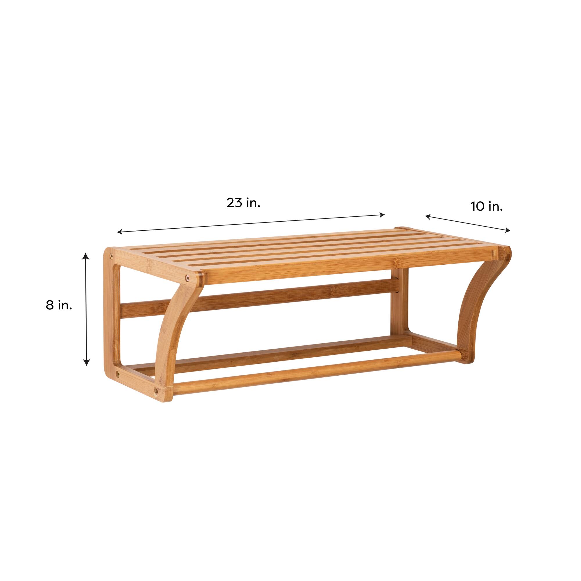 Organize It All Bamboo Wall Mounted Shelf with Towel Bar